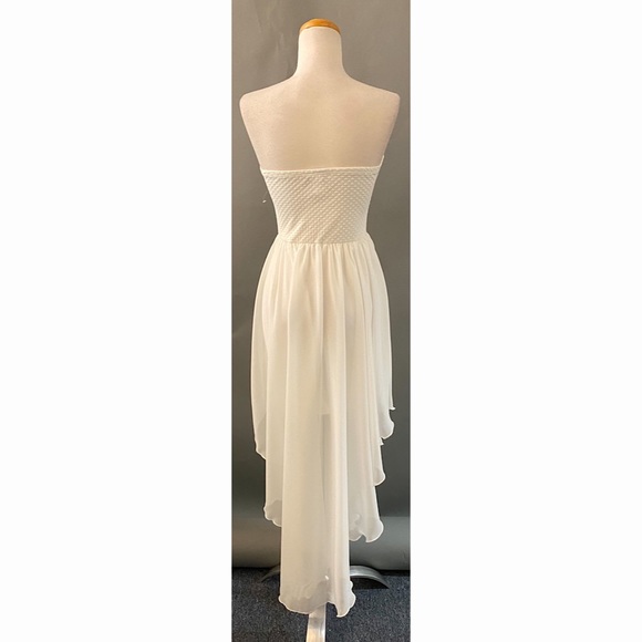 Strapless Off White Dress w Clear Beading Detail - Picture 3 of 5